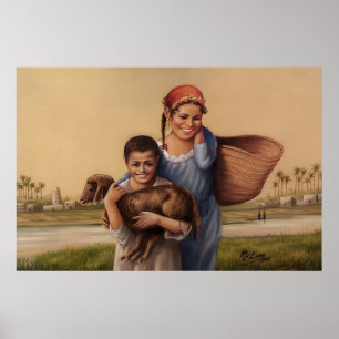 Póster Pintura Egipcia Campestre Vintage