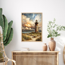 Pintura en Acuarela de Faro en la Costa