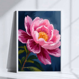 Póster Pintura en Acuarela de Floral de Flor Rosa