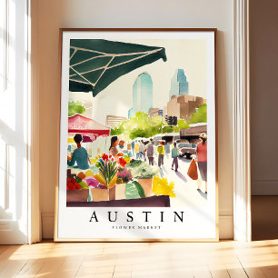 Póster Pintura en Acuarela del Mercado de Flores de Austi