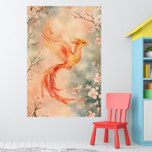 Póster pintura en acuarela que representa un fénix mítico