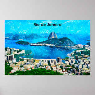 Póster Pintura en Acuarela Vintage de Río de Janeiro