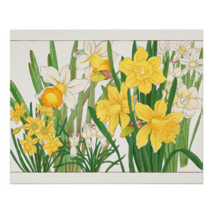 Póster Pintura en bloque de madera de narciso, Tanigami K