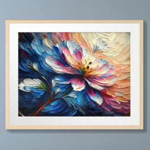 Póster Pintura en Impasto Flor Floral Abstracta