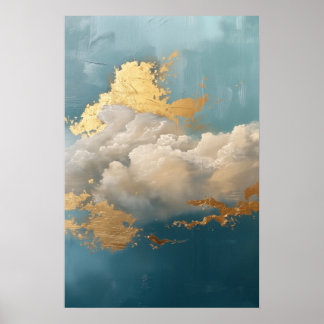 Póster Pintura en la nube y detalles de oro