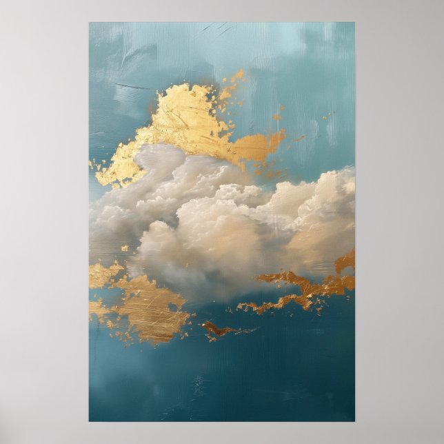 Póster Pintura en la nube y detalles de oro (Frente)