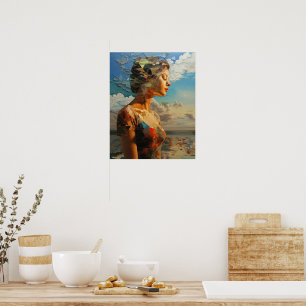 Póster Pintura enmarcada de una mujer al aire libre