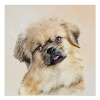 Pintura española tibetana - Arte de perro original