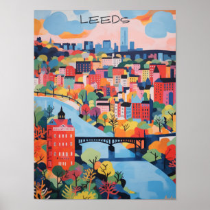 Póster Pintura estética de la ciudad de Leeds Travel