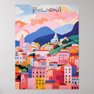 Póster Pintura estética de la ciudad de viaje de Bolonia 