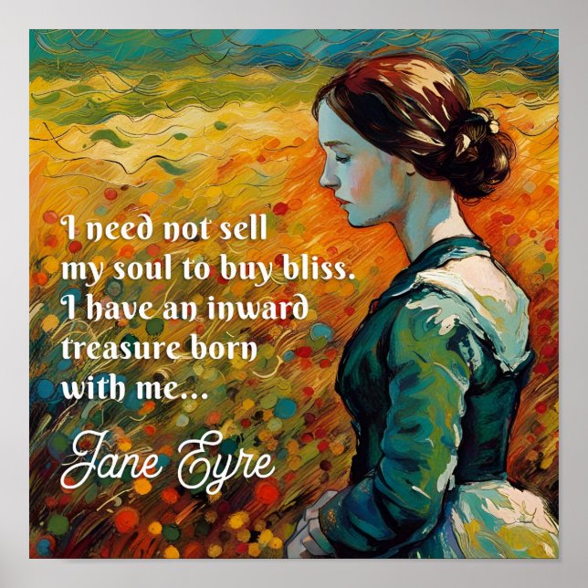 Póster Pintura estilo monet de la cita de Jane Eyre (Frente)