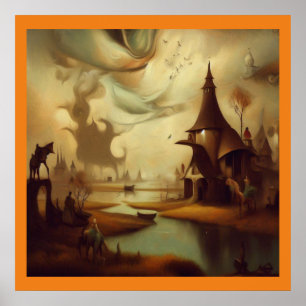 Póster Pintura fantástica 3 - Paisaje medieval