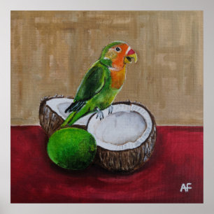 Póster Pintura Fiesta Tropical de Lovebird de Alfred Fox