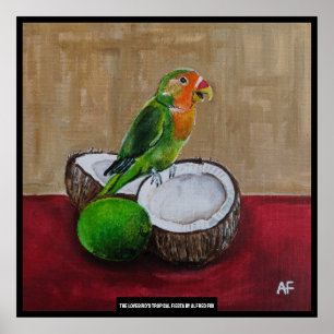 Póster Pintura Fiesta Tropical de Lovebird de Alfred Fox
