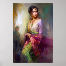 Pintura figurativa contemporánea Chica india