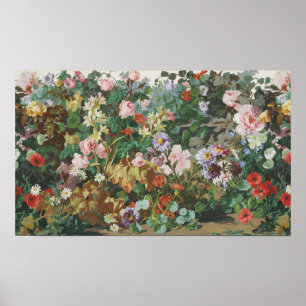 Póster Pintura floral de flores coloridas vintage bonitas