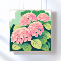 Pintura floral de Hortensia Rosa