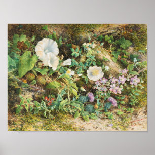 Póster Pintura floral de petunias vintage bonitas