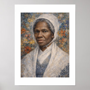 Póster Pintura floral del retrato de Sojourner Truth