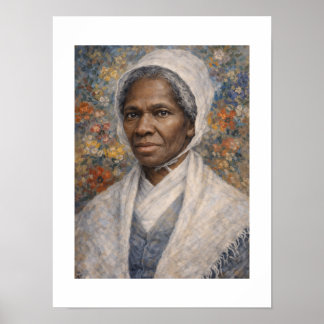 Póster Pintura floral del retrato de Sojourner Truth