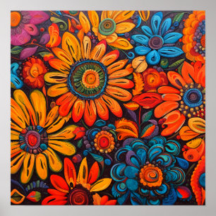 Póster Pintura floral guatemalteca