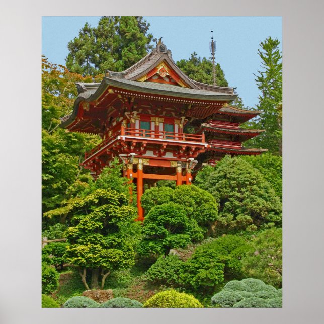 Póster Pintura fotográfica de la pagoda japonesa (Frente)