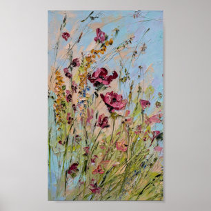 Póster Pintura fresca de flores salvajes coloridas