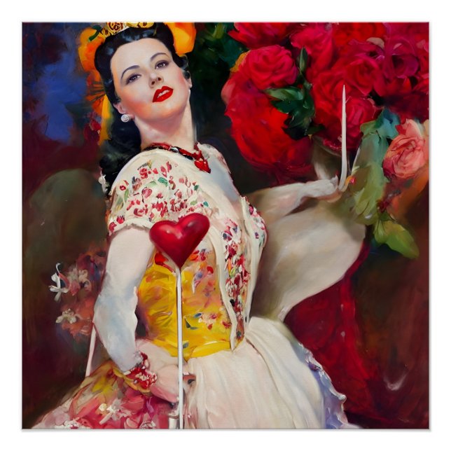 Póster Pintura generada por la Reina de los Corazones AI (Anverso)