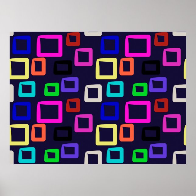 Póster Pintura geométrica cuadrada, gráfico de diseño sin (Frente)