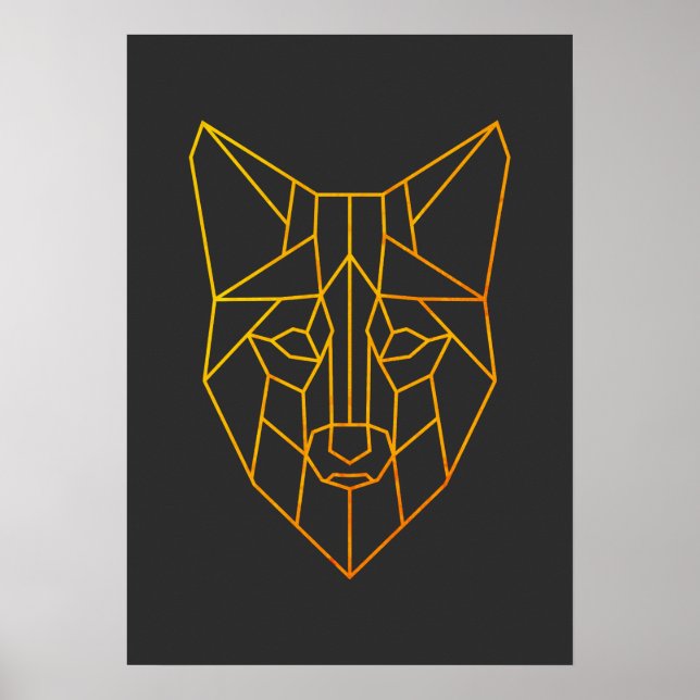 Póster Pintura geométrica de zorro dorado animal de vida  (Frente)