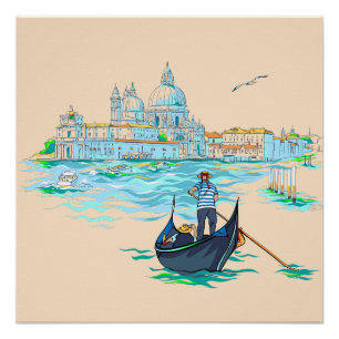 Póster Pintura gondolier de Venecia