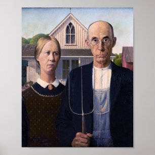 Póster Pintura gótica estadounidense de Grant Wood