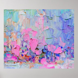 Póster Pintura grabado en relieve expresiva en lienzo, cr