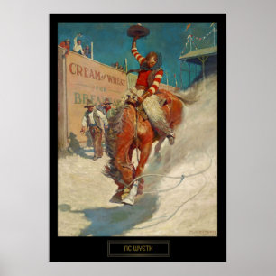 Póster Pintura histórica de NC Wyeth "El Rodeo"