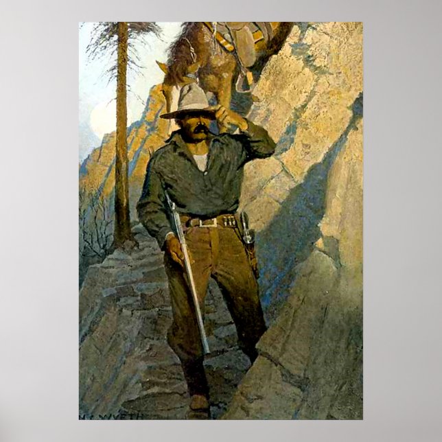 Póster Pintura histórica de NC Wyeth "El Sheriff" (Frente)