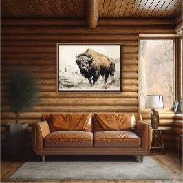 Póster Pintura impresionista de Bison in Woods - Poster d