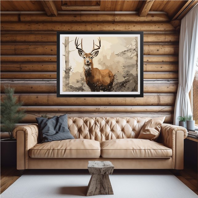 Póster Pintura impresionista de ciervos en Woods - Poster (Subido por el creador)