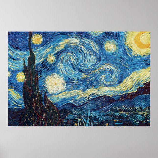 Póster Pintura impresionista nocturna Van Gogh Starry (Frente)