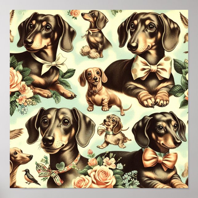 Póster Pintura inmaculada de Dachshund (Frente)
