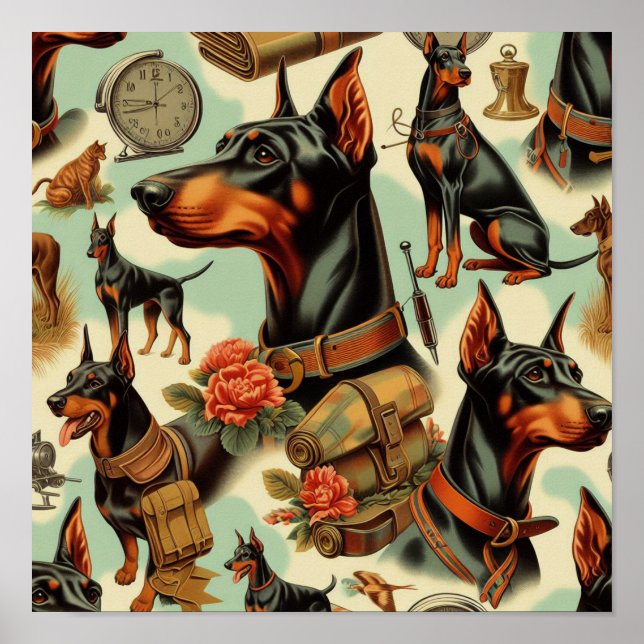 Póster Pintura inmaculada Doberman (Frente)
