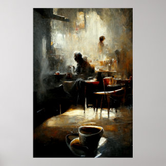 Póster Pintura inspirada en el jazz para el café negro