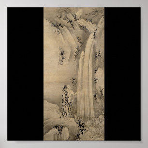 Póster Pintura japonesa de la cascada, C. 1500's