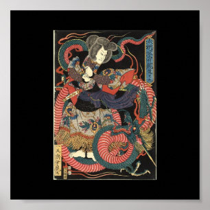 Póster Pintura japonesa del dragón circa 1860