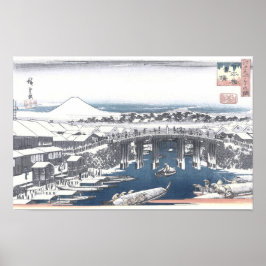 Póster Pintura japonesa del invierno del puente de Nihon,