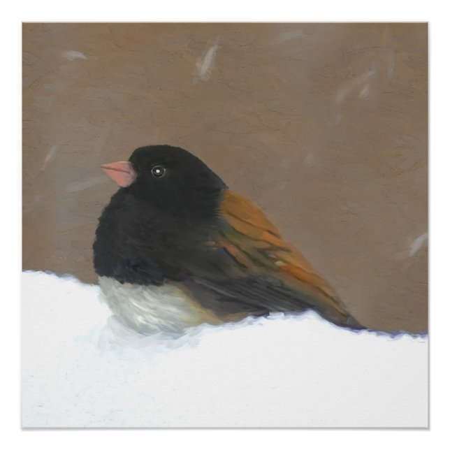 Póster Pintura Junco de Ojos Oscuros - Arte de pájaro ori (Anverso)