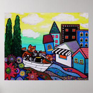 PÓSTER PINTURA MEXICANA DEL BARCO DEL CAT DE LA CIUDAD