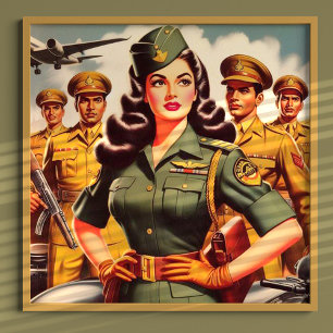 Póster Pintura militar retro