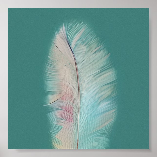 Póster Pintura minimalista de plumas pasteles (Frente)