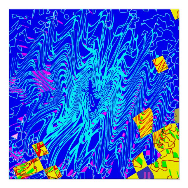 Póster Pintura moderna de arte abstracto azul (Anverso)