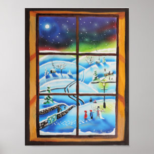 Póster Pintura mural de la pared de la ventana del